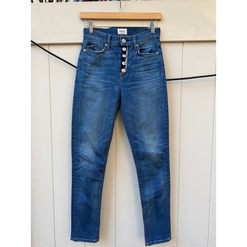 Hudson Barbara High-Rise Skinny Jeans Exposed Button Fly Rogu‎ WH4152DYA USA